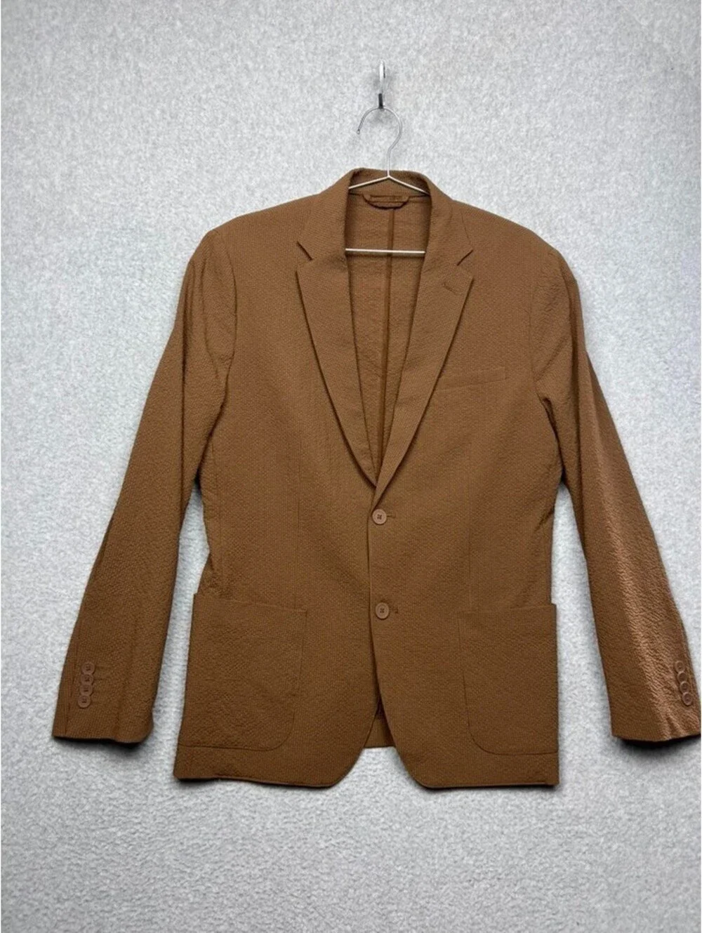 Alfani Blazer Mens M Brown Waffle Knit Seersucker Sport Coat Quiet Luxury Casual